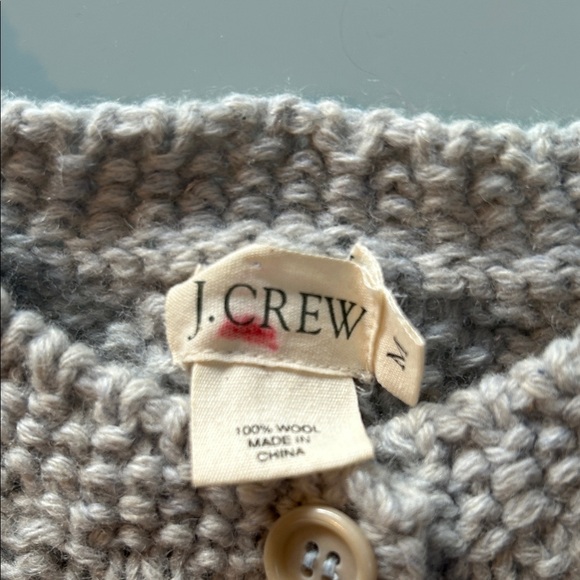 J. Crew Light Gray Cable THICK wool cable Knit Cardigan - Picture 8 of 8